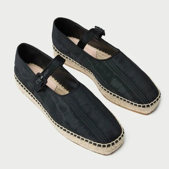 NEW! LOEFFLER RANDALL CLOVER BLACK MOIRE ESPADRILLE MARY JANE SHOES SIZE 7.5 - Picture 3 of 13